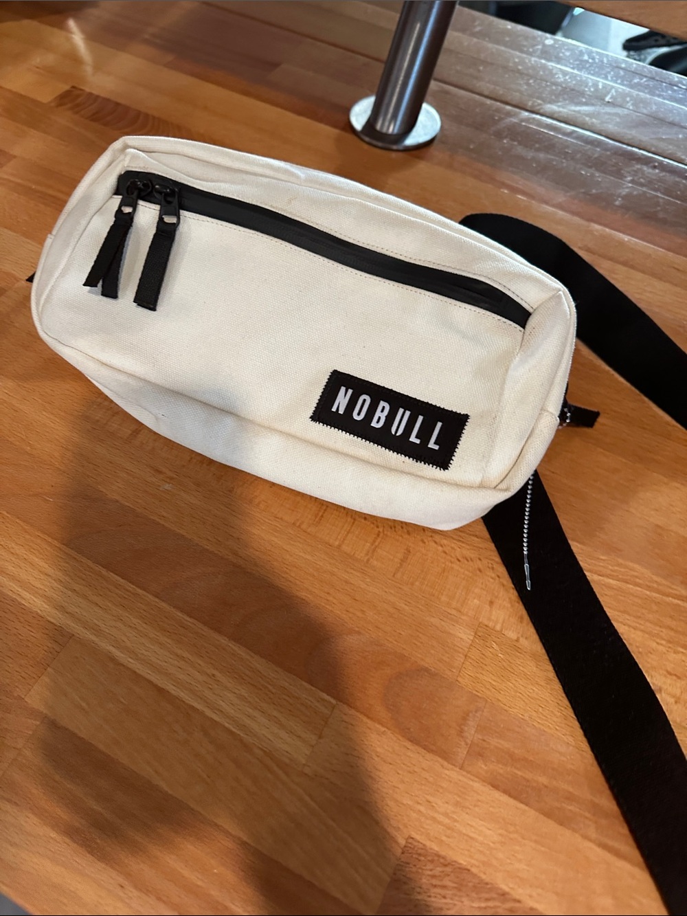 NOBULL Cream Canvas Belt Bag with Black Zipper
